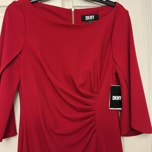 DKNY Bold Red Long Sleeve Dress